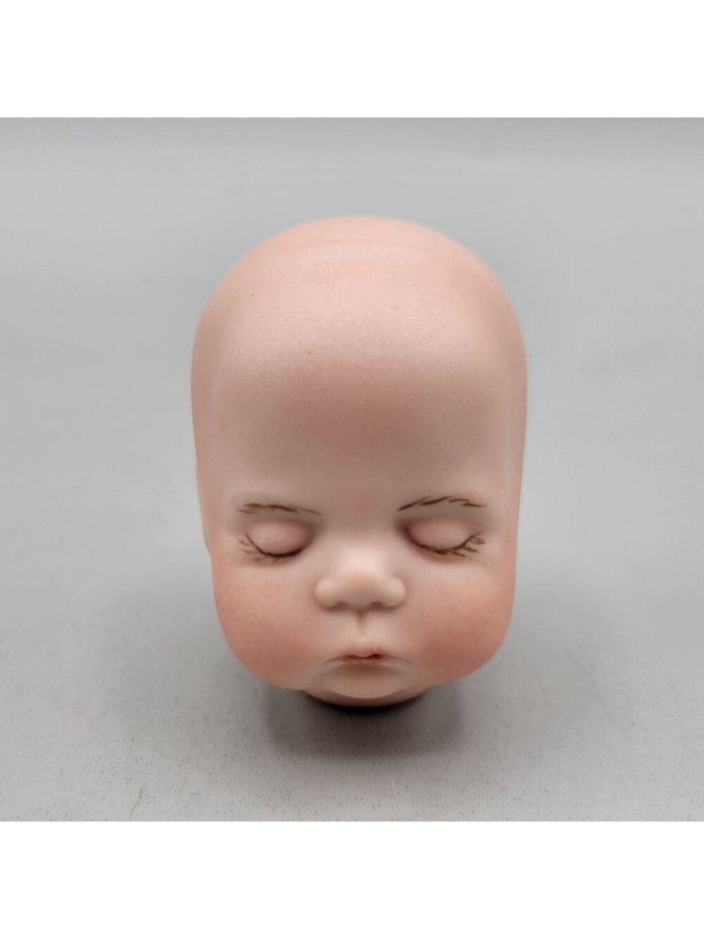 Porcelain Bisque Doll Head Sugar Lump Repro Boots Tyner Painted Face Closed Eyes